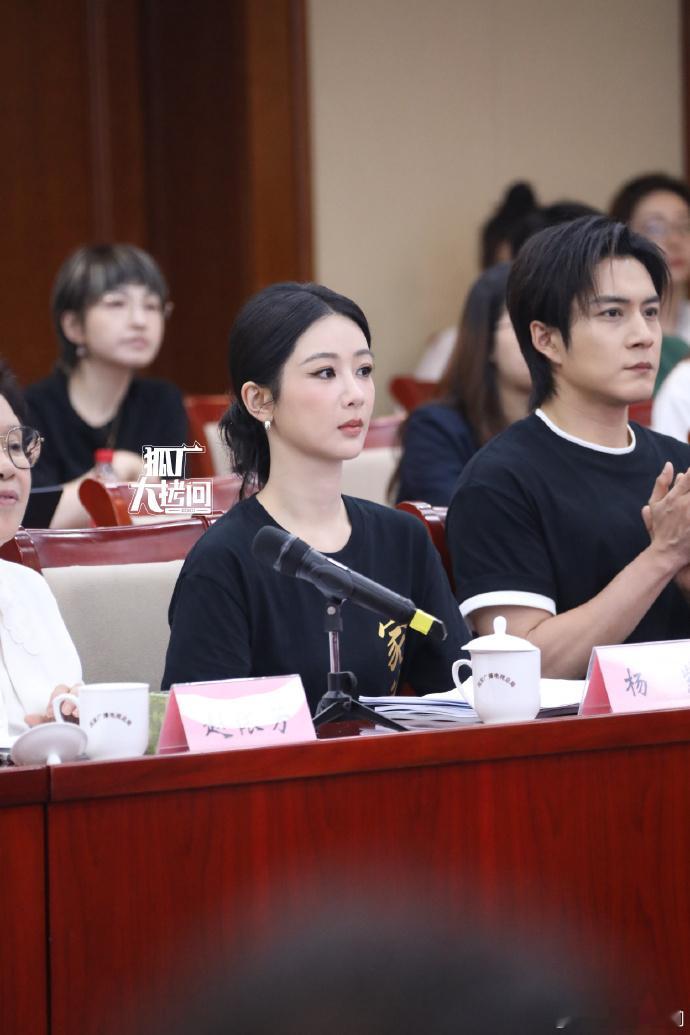 杨紫有种体制内的感觉  杨紫家业座谈会像体制内开会 低盘发黑 T 配保温杯，杨紫