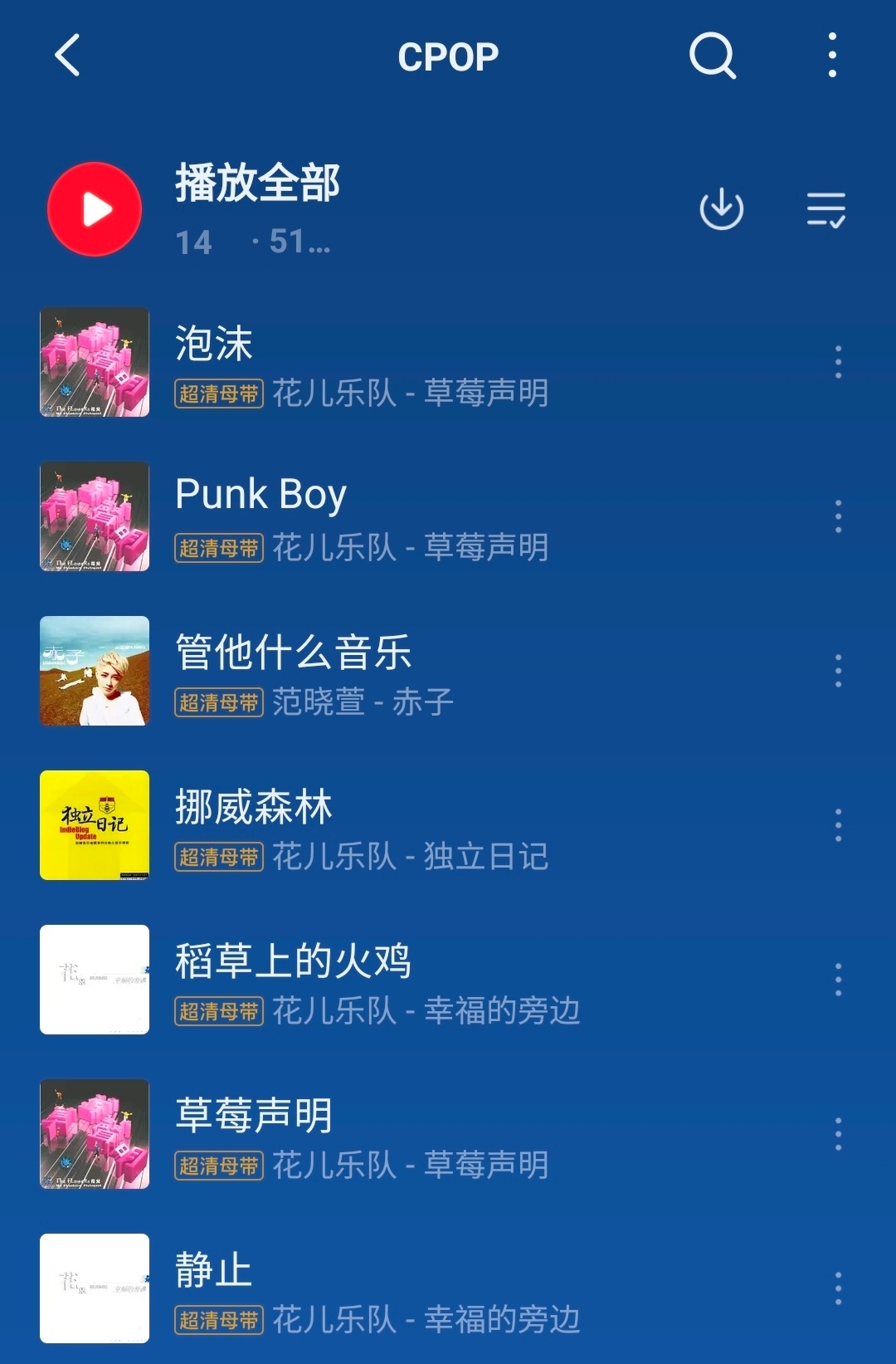 其实花儿乐队的歌真挺好听的。大张伟很会写词曲。 
