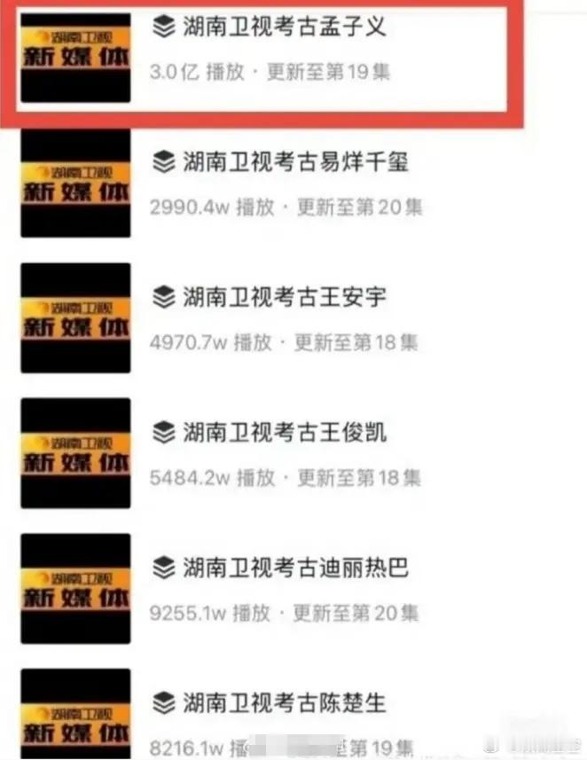 湖南卫视搞了一个明星考古合集几十个顶流明星当中，前三名是孟子义3亿播放量，赵丽颖