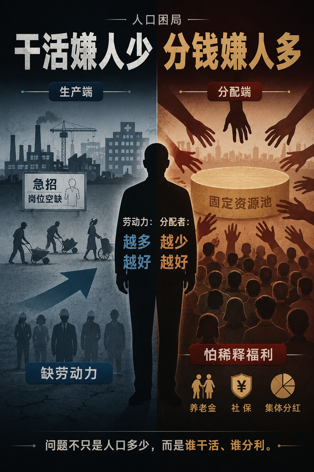 为什么有的国家人口问题，会成为“干活嫌人少，分钱嫌人多”？Claude对此解答：