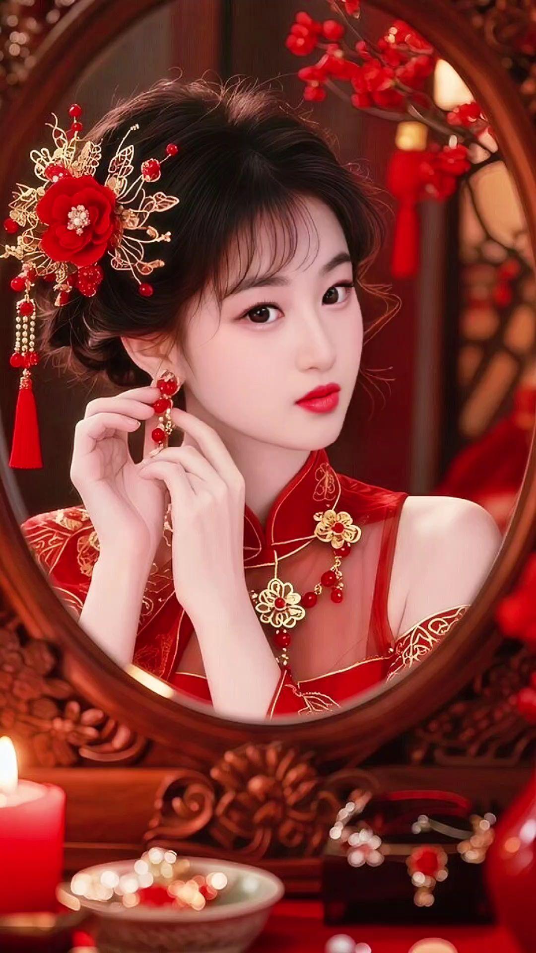 国风创意妆 古典妆造 一眼惊艳的中式红妆 古风妆容有多美 镜前美人妆