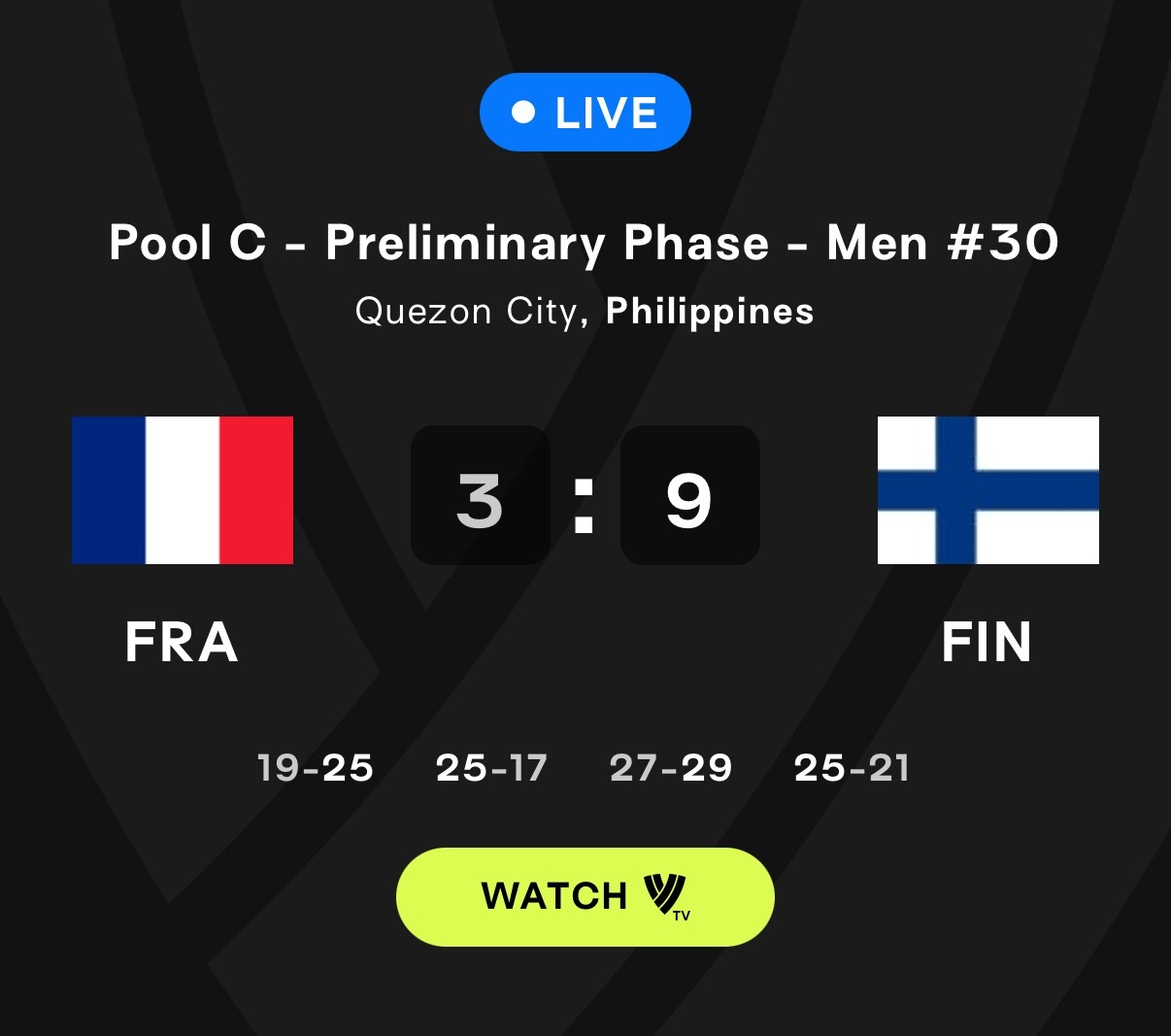 决胜局法国🇫🇷男排3-9落后芬兰🇫🇮2025男排世锦赛 ​​​