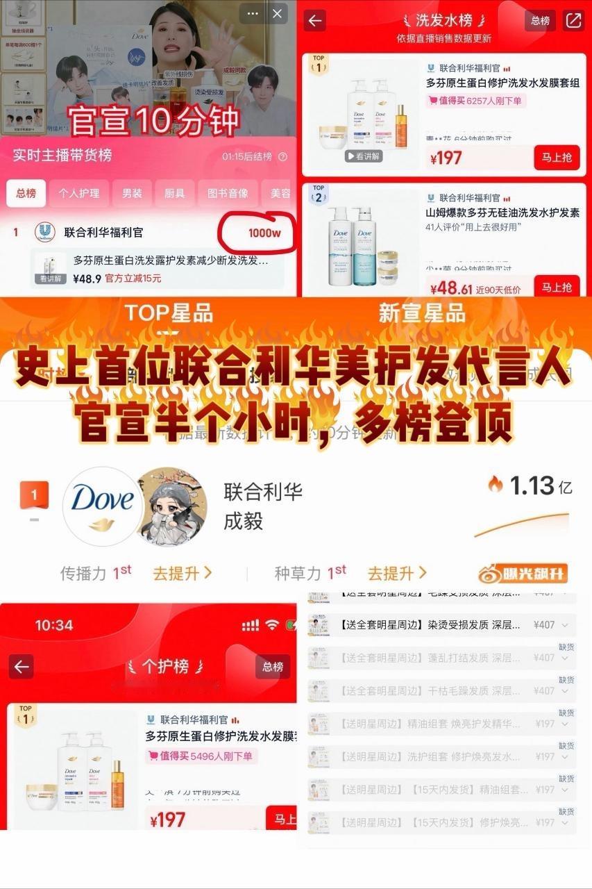 一张图告诉你财顶成毅的实力!成毅联合利华美护发代言人！史上首位联合利华美护发代言