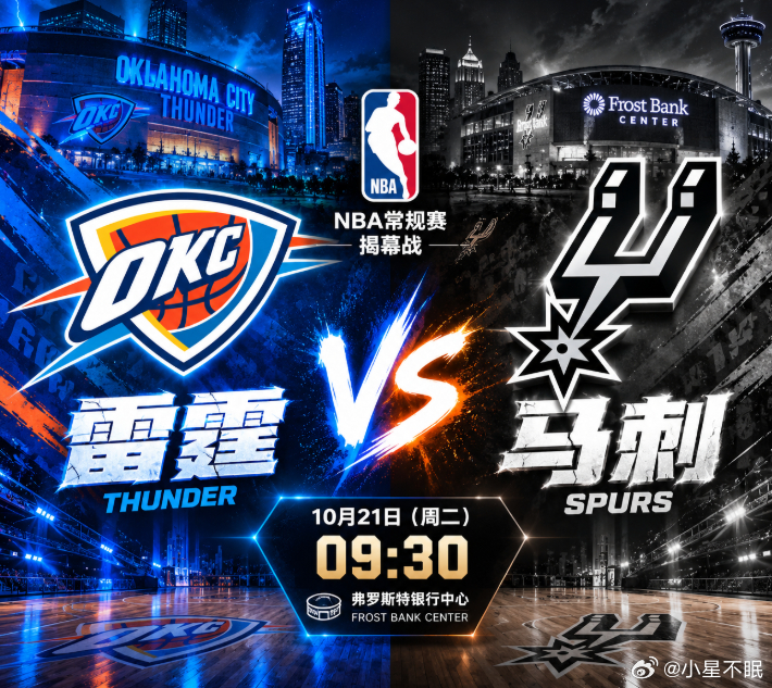 🏀 【小星前瞻】雷霆VS马刺：西决七场恩怨，新赛季揭幕战再碰面！⏰ 北京时间1
