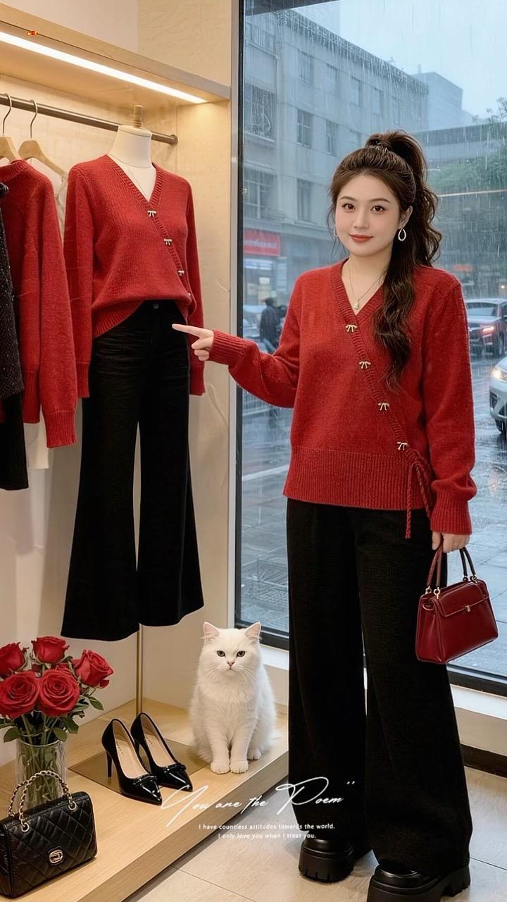大码女装 红色系 针织衫穿搭技巧轻松摆脱路人感新年战袍我先手搓上了穿搭...