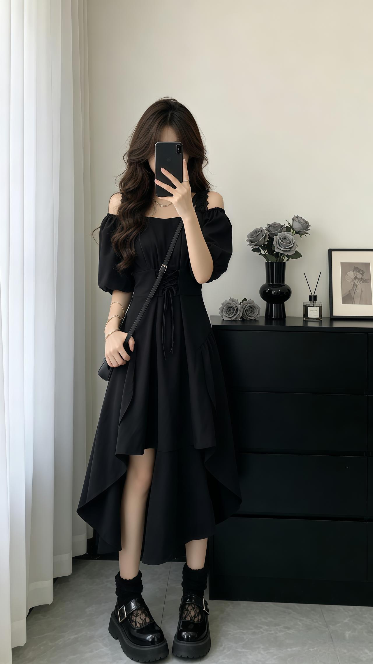 法式露肩小黑裙 怎么将小黑裙穿出氛围感 小黑裙 夏季穿搭穿搭