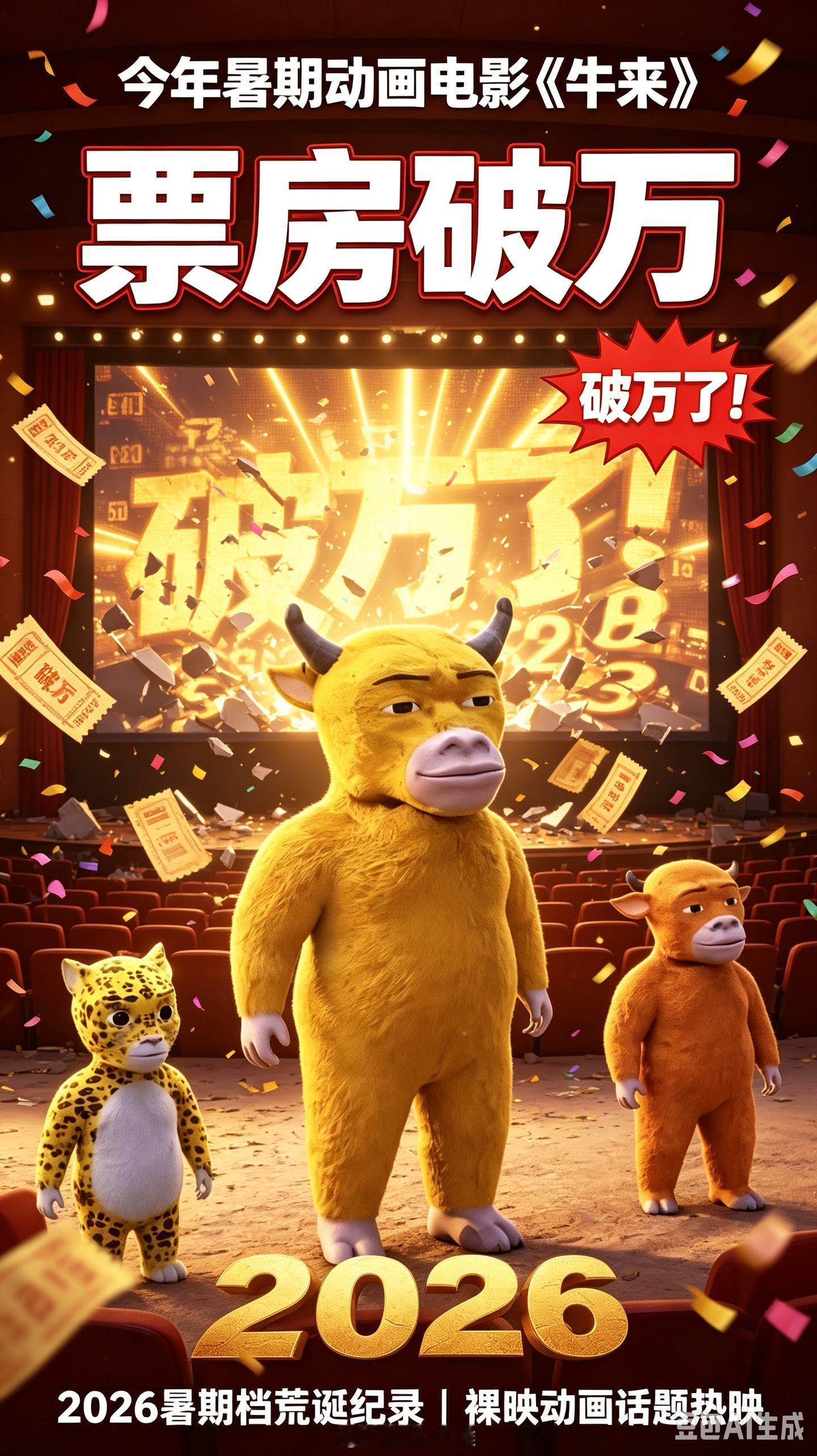 动画电影《牛来》票房破万。。。。。 