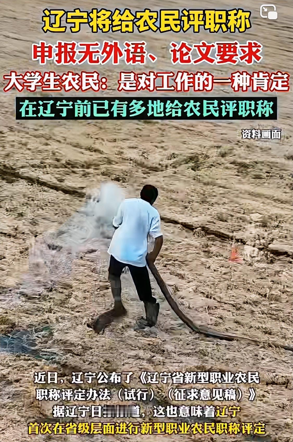 农民可以是专业的、有前途的职业，还能参与各种职称评级
继湖北后，近日辽宁也打算开