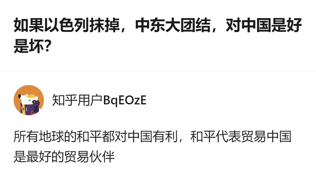 这事更值得琢磨的，不是中东会不会大团结，而是不管那边局势怎么变，中国都不会再陷入