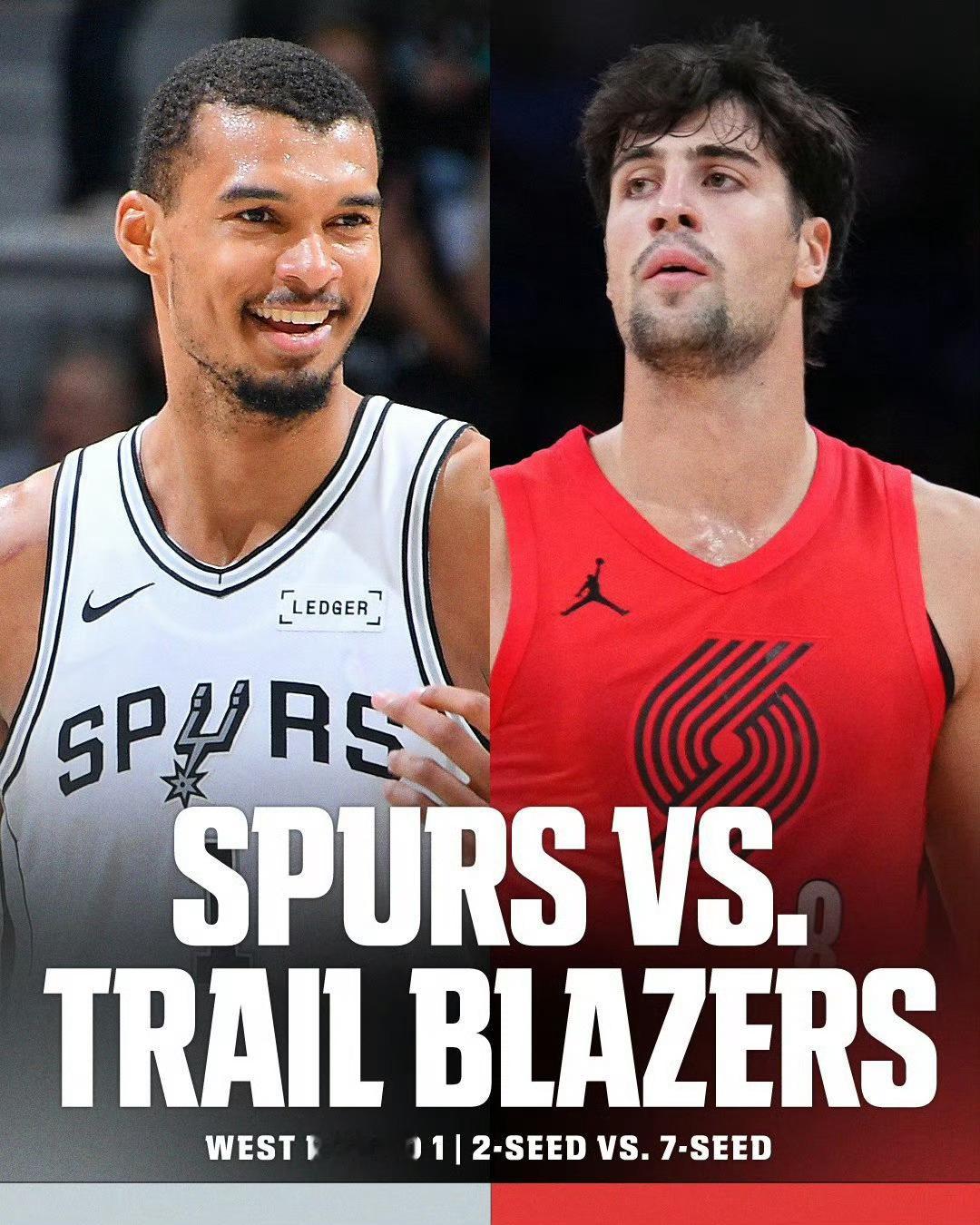 本赛季马刺对阵开拓者的比赛，文班亚马都没有出场，马刺2胜1负！nba季后赛开拓者