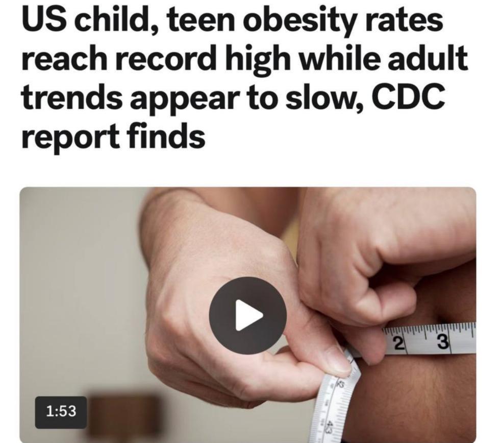 【据美国广播公司新闻报道，美国五分之一的儿童患有肥胖症。 根据美国疾病控制与预防