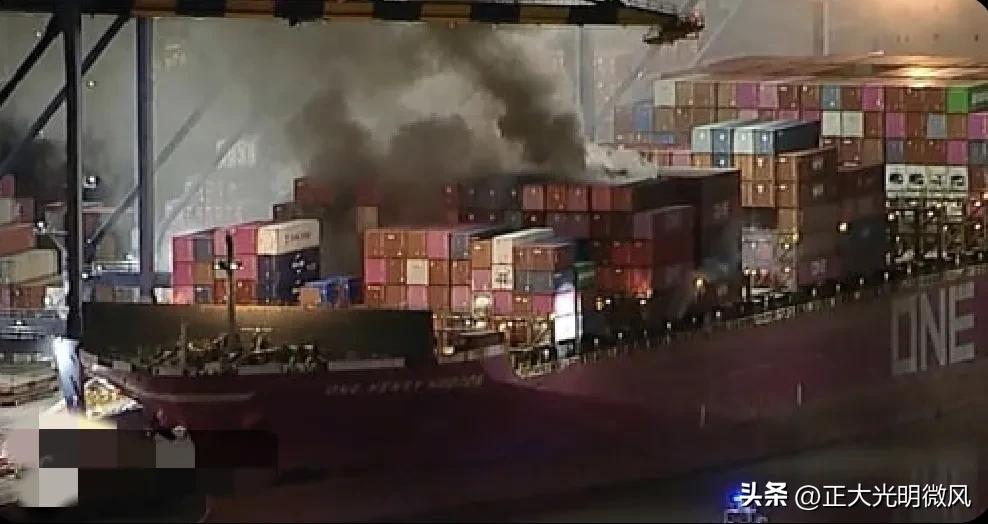 周六下午，停靠在洛杉矶港的一艘集装箱船上的火灾几乎被控制住，尽管当局仍在评估燃烧