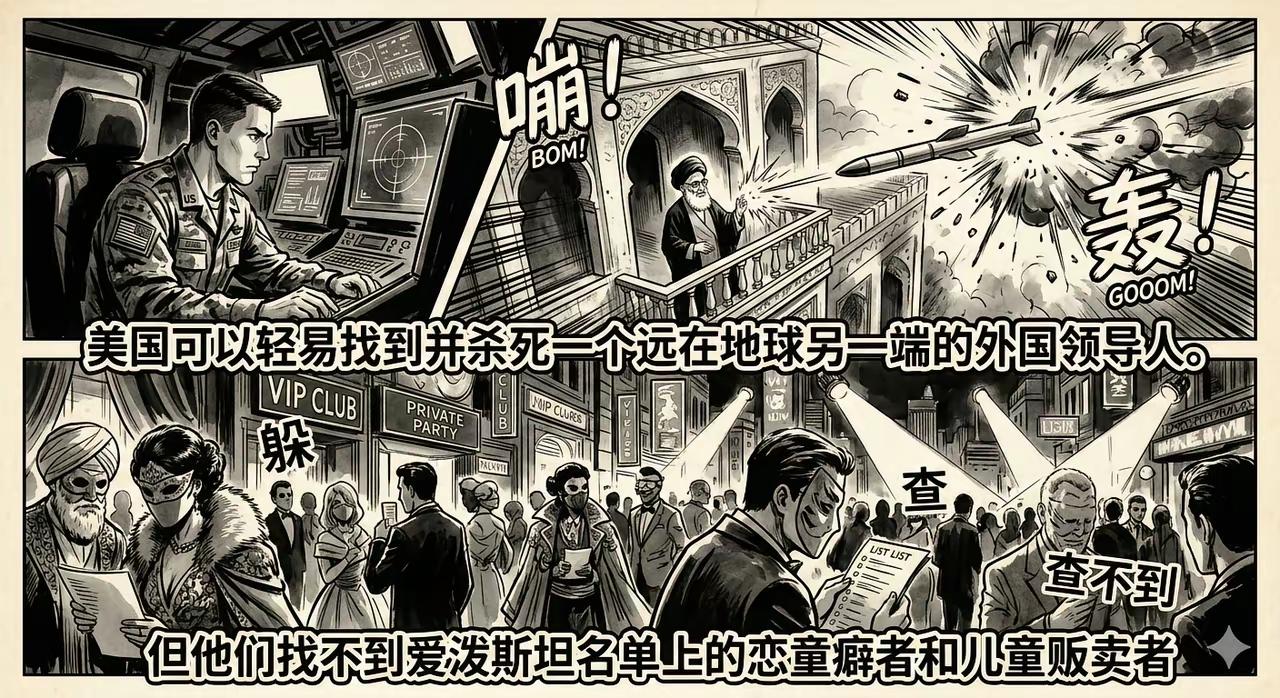 老美可以用精准导弹，在万里之外精准“定点清除”一个外国领导人，却在爱泼斯坦名单上
