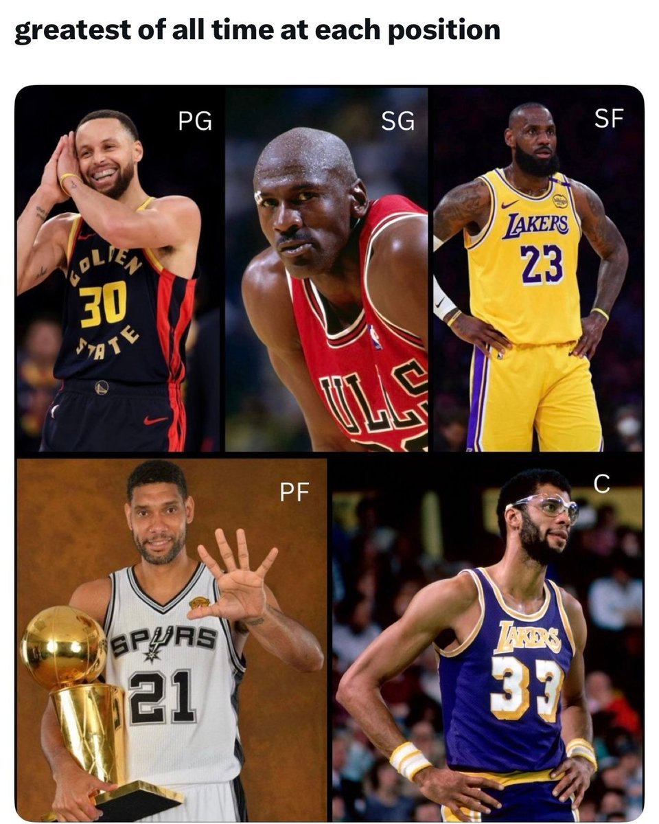 ！！！这是网友评选出的NBA各个位置历史最强球员，控球后卫库里、得分后卫乔丹、小