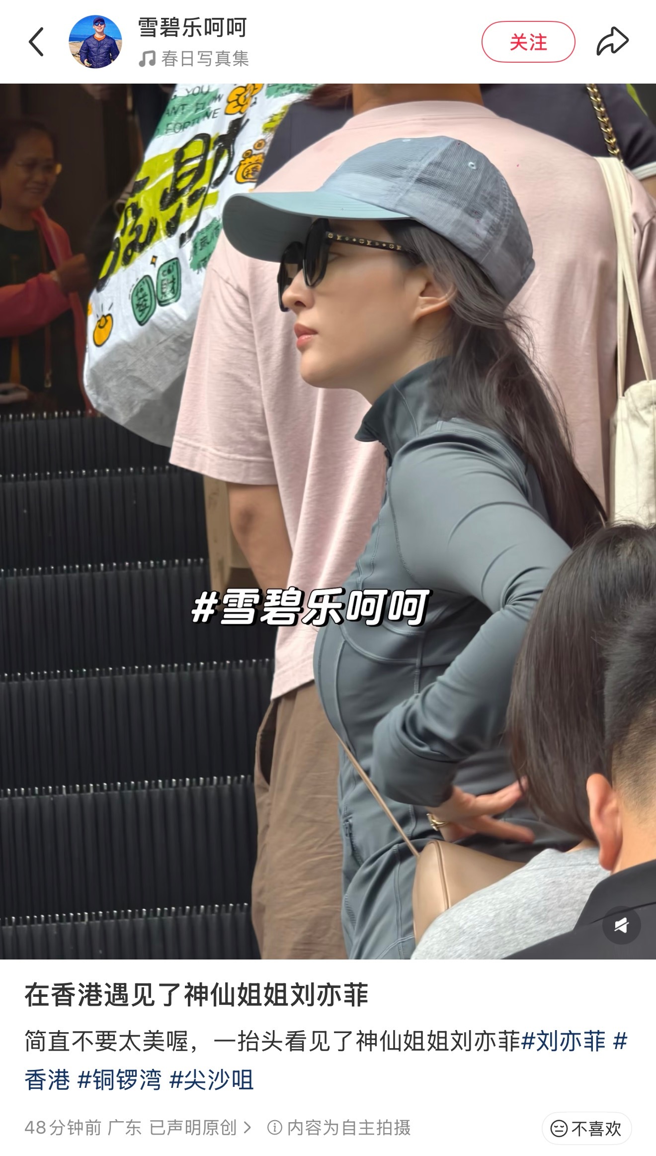 小伙伴在香港偶遇刘亦菲 天塌下来有刘亦菲的鼻子顶着