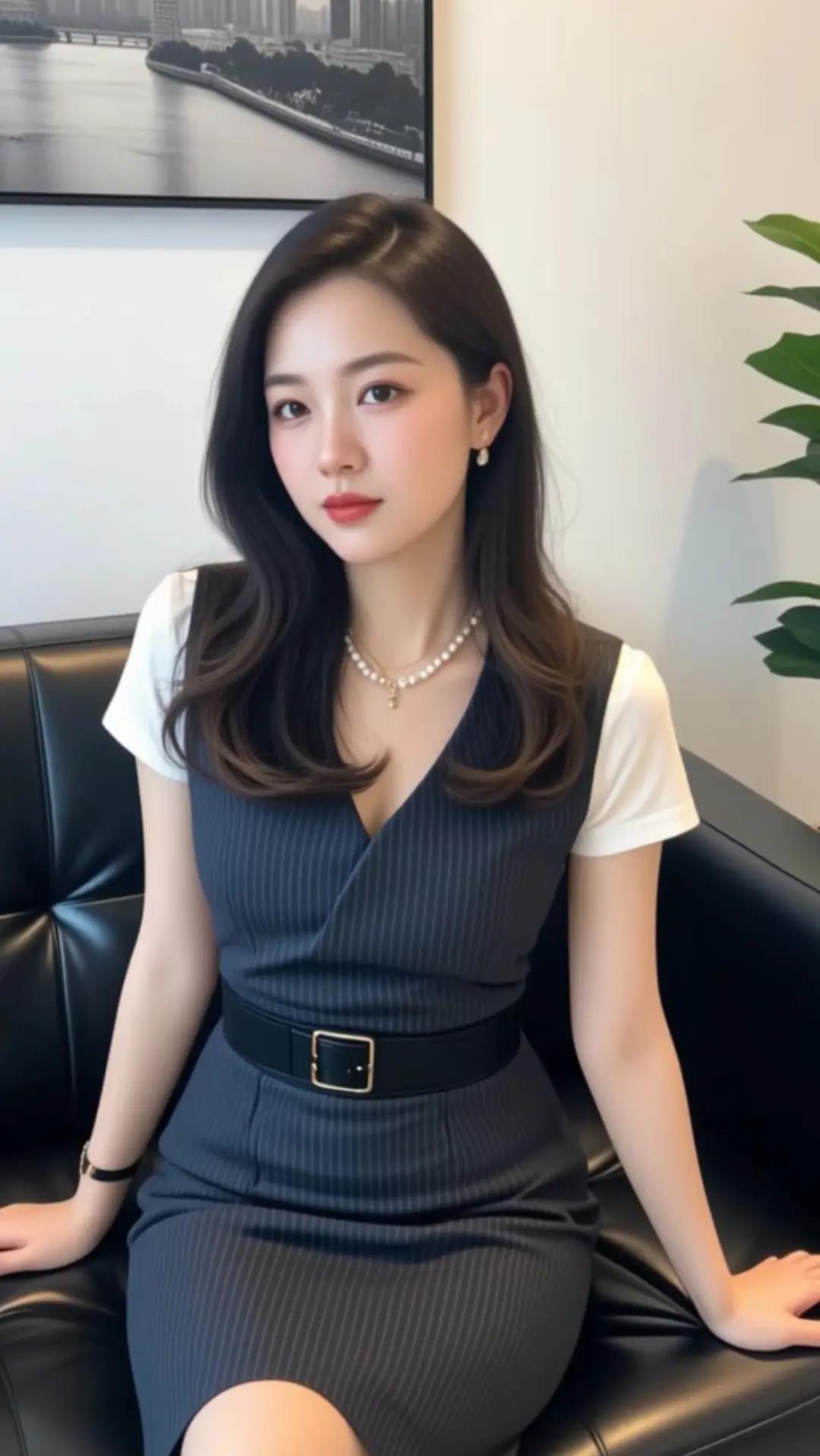 这种衣服，项链是重点，可以用不同款式搭理出不同风格。