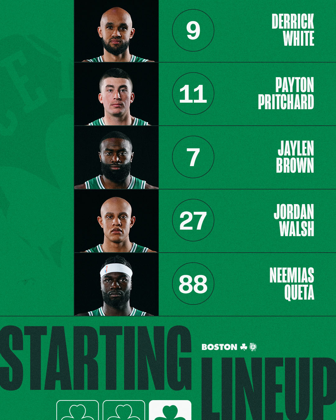 今日NBA杯首发：小白、普里查德、杰伦、沃尔什、奎塔！