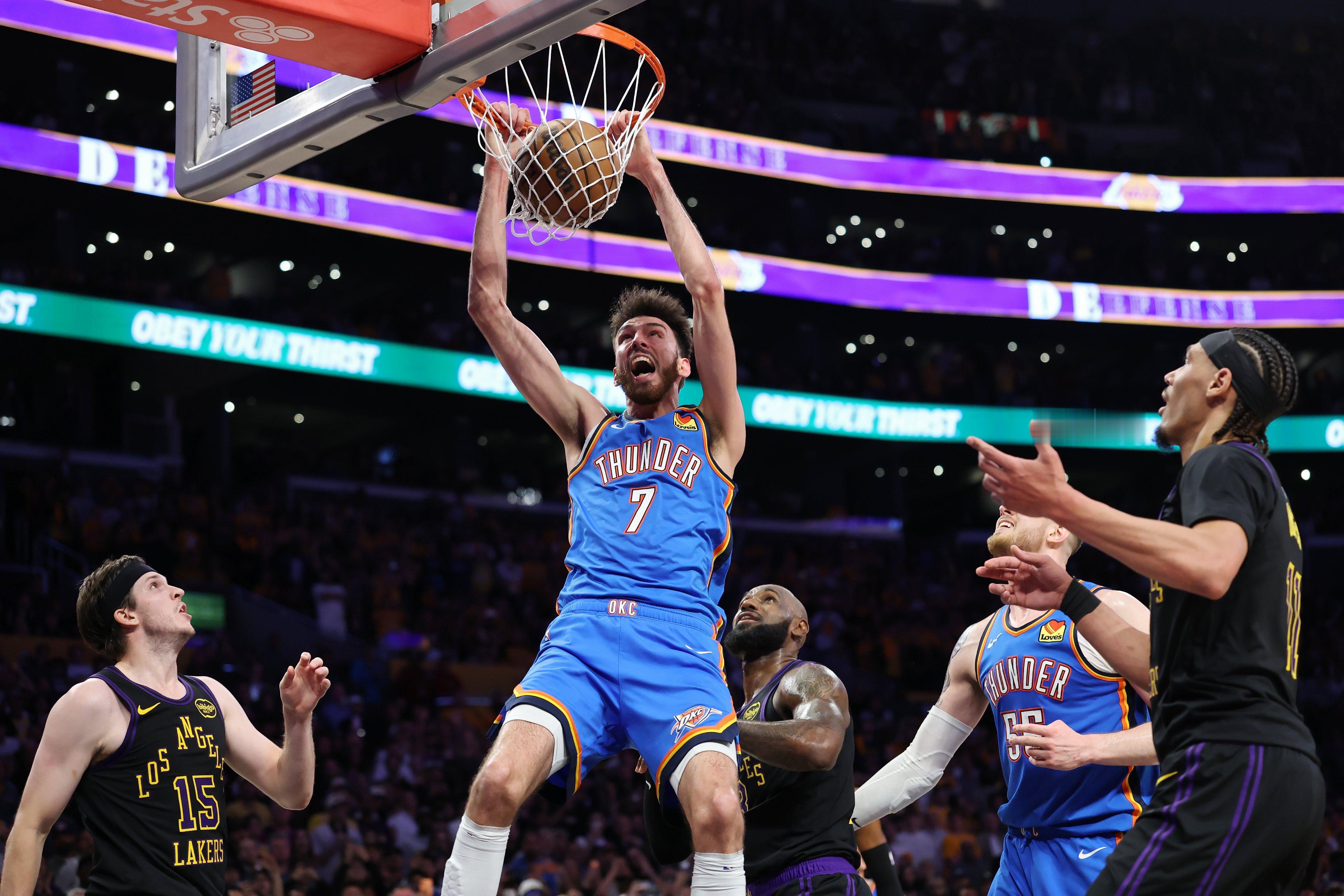 「横扫晋级⚡️⚡️⚡️」5月12日NBA季后赛次轮G4，雷霆客场115-110击