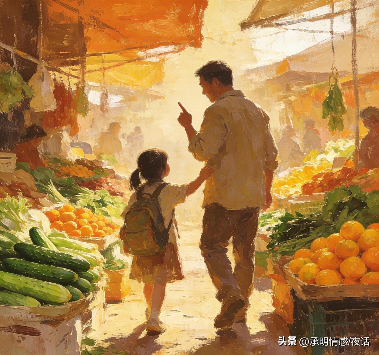 家人们，谁懂啊！有一种爱藏在日常买菜的小细节里。小时候，爸总爱拉着我去买菜，碰到