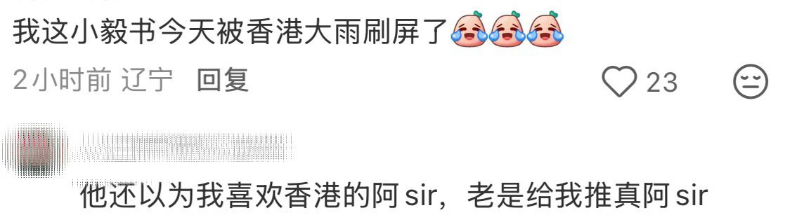 我也是🇭🇰大雨刷屏了，但是这个推真阿sir的我笑死，也不必这么推吧