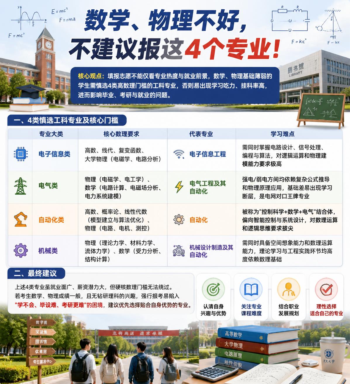 《数学物理不好不建议报这4个专业》