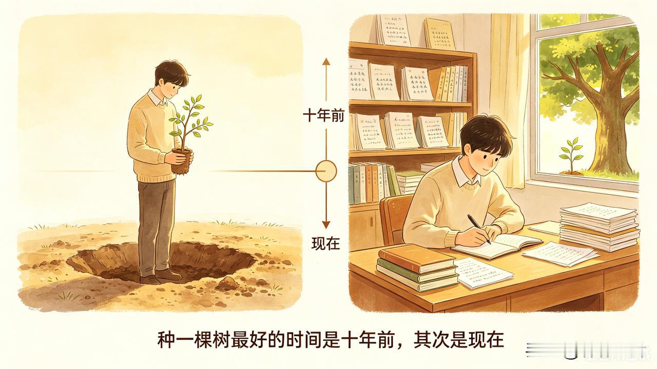 让我人生醒悟的一句话是“种一棵树最好的时间是十年前，其次是现在”。曾经我总觉得很