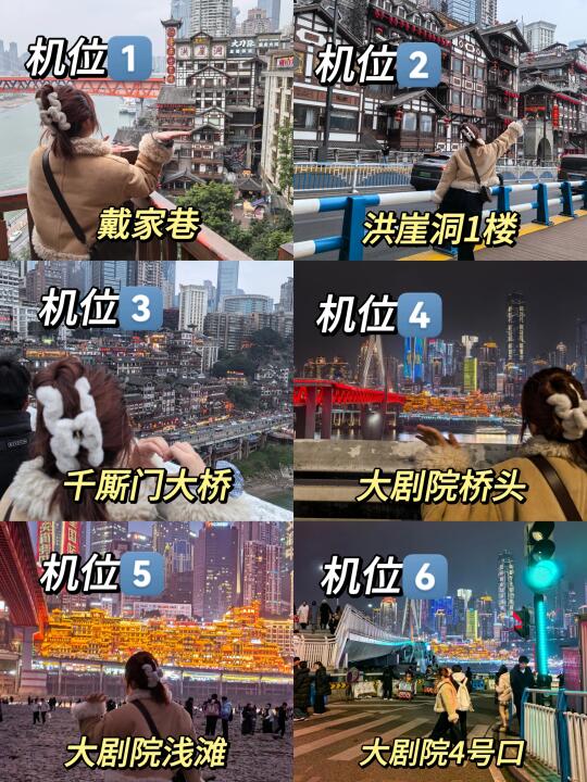 一次性讲清楚洪崖洞打卡机位怎么走（不绕路