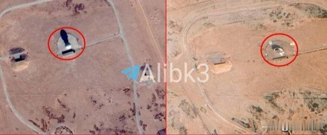 卫星图像展示，伊朗弹道导弹打击了沙特阿拉伯东北部AN/FPS-117预警雷达，肉