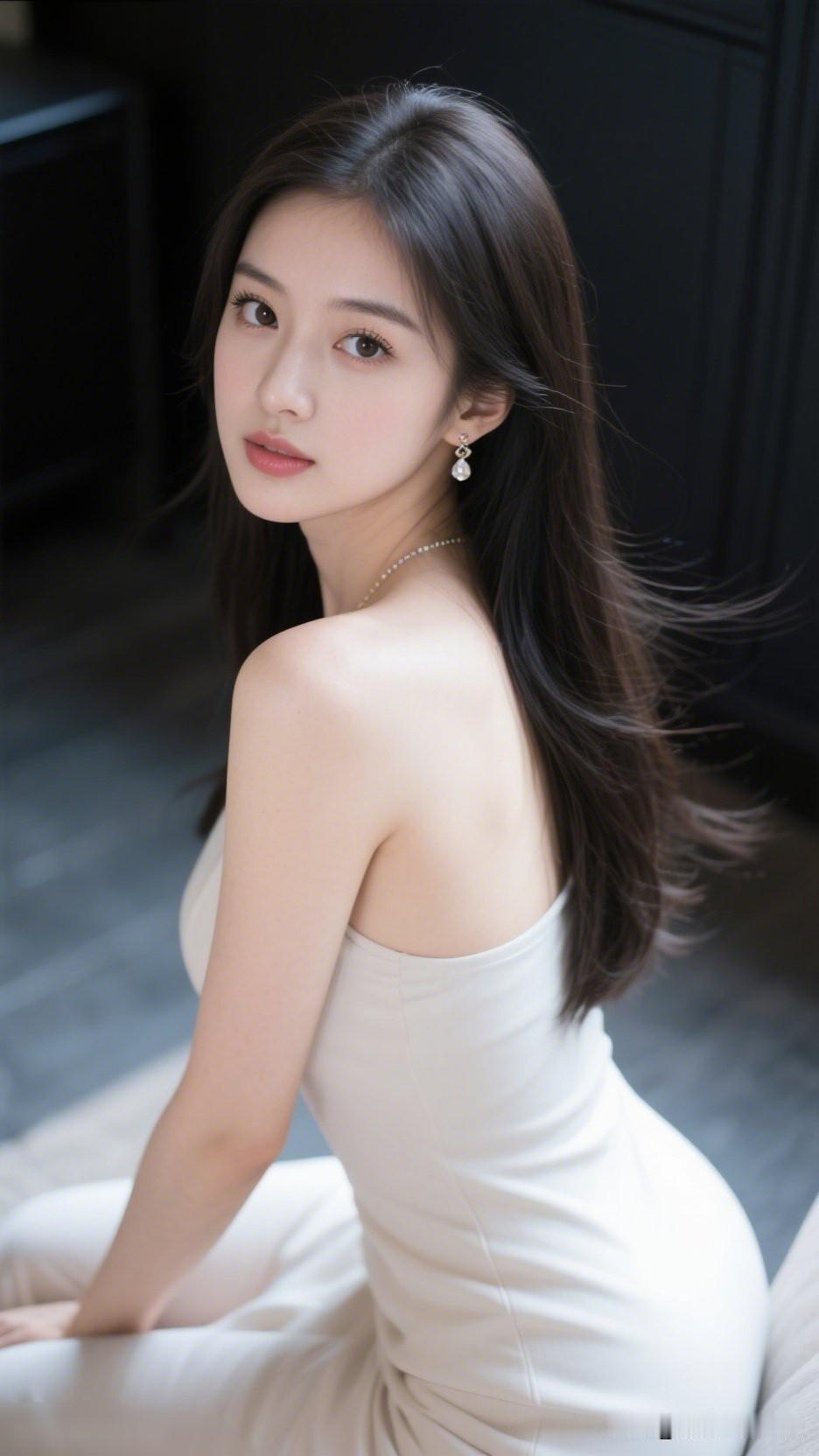 温柔可爱的女生你喜欢吗? 优雅白裙，柔美发丝，静谧氛围，宛如画中仙子。