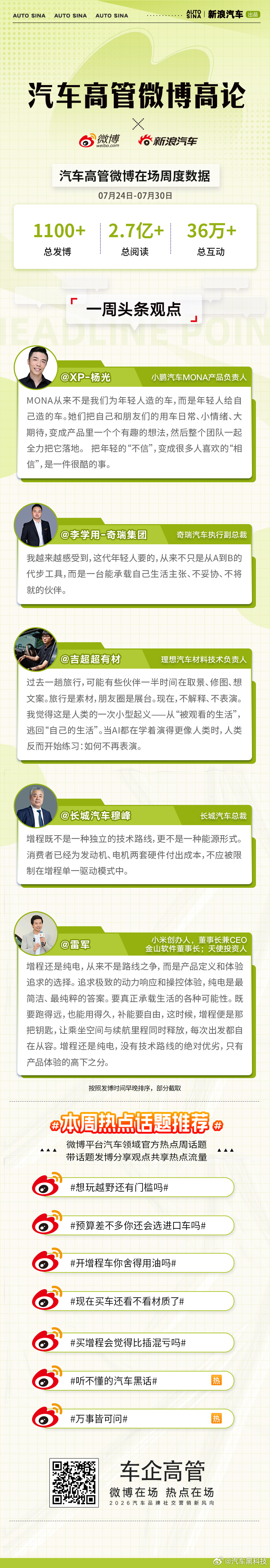 把定义权还给用户，让出行回归生活本身，用不将就的态度打磨每一种真实需求。汽车高管