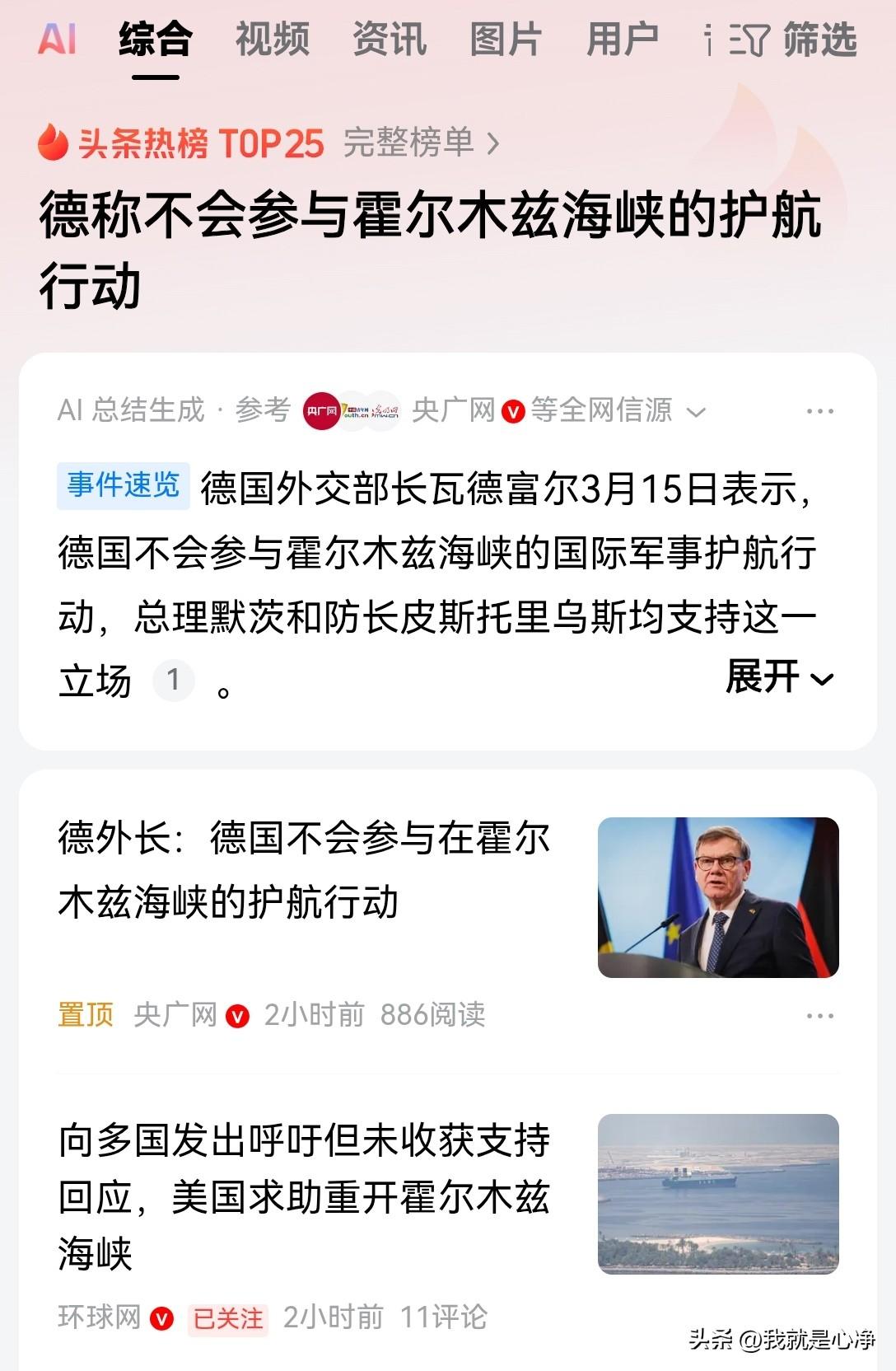 德国已经明确表示不会参加美国的中东护航行动
看看，吃过两次世界大战亏的国家就是聪