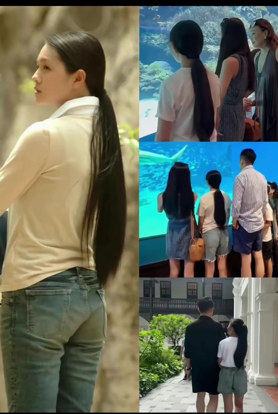 小玥玥这个背影太像她的妈妈大S徐熙媛，连头发都是一样，大S的基因很强大，像是生了