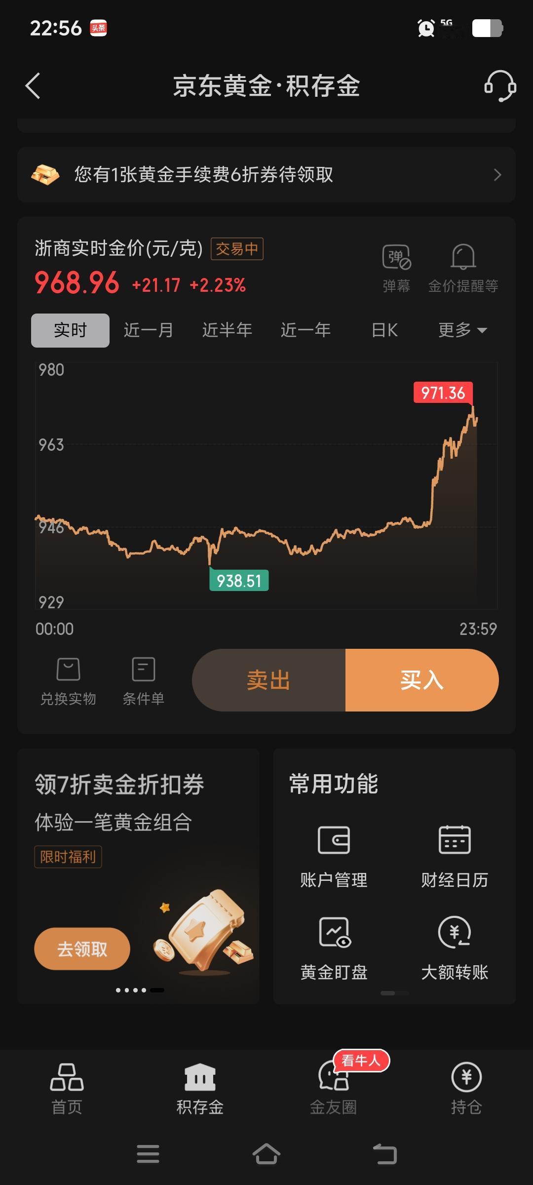 黄金向上猛冲！突破970元每克。
那些唱衰黄金的专家，比如马某某等，真的很打脸。