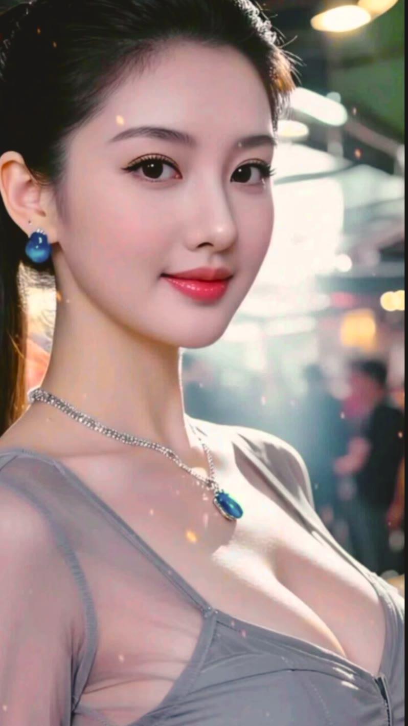 优雅气质，迷人微笑，闪耀的夜晚，美丽动人。