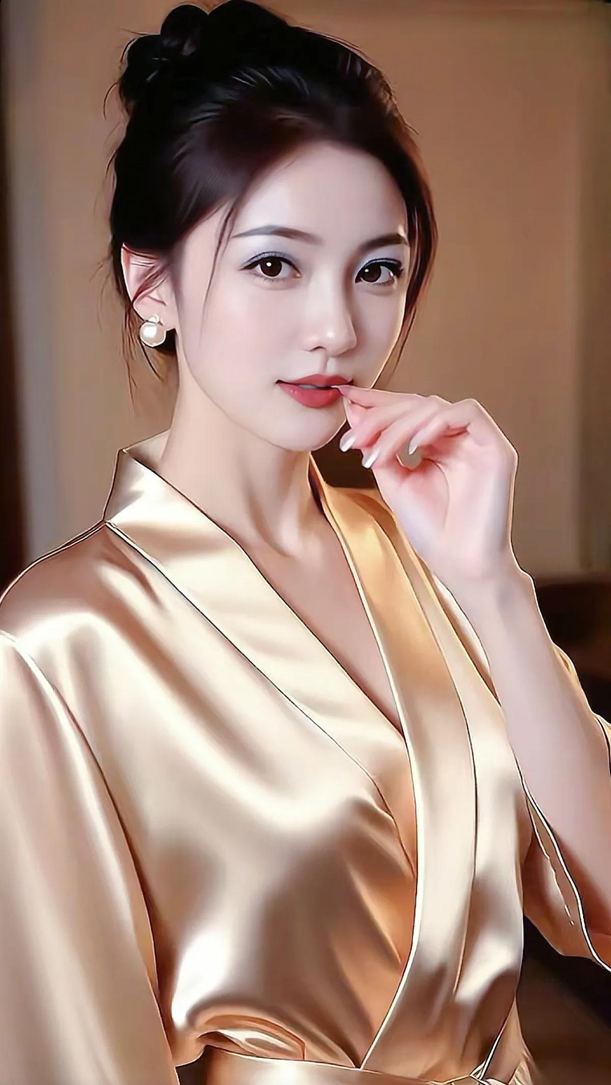 朱唇微启处，
浅靥若春溪。
欲语还低首，
温柔漫柳堤。
颜值 高雅气质美女