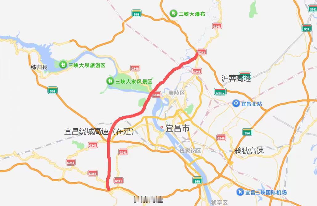 湖北 171 公里大外环！四条高速围合宜昌城区
       宜昌城区外围的绕城