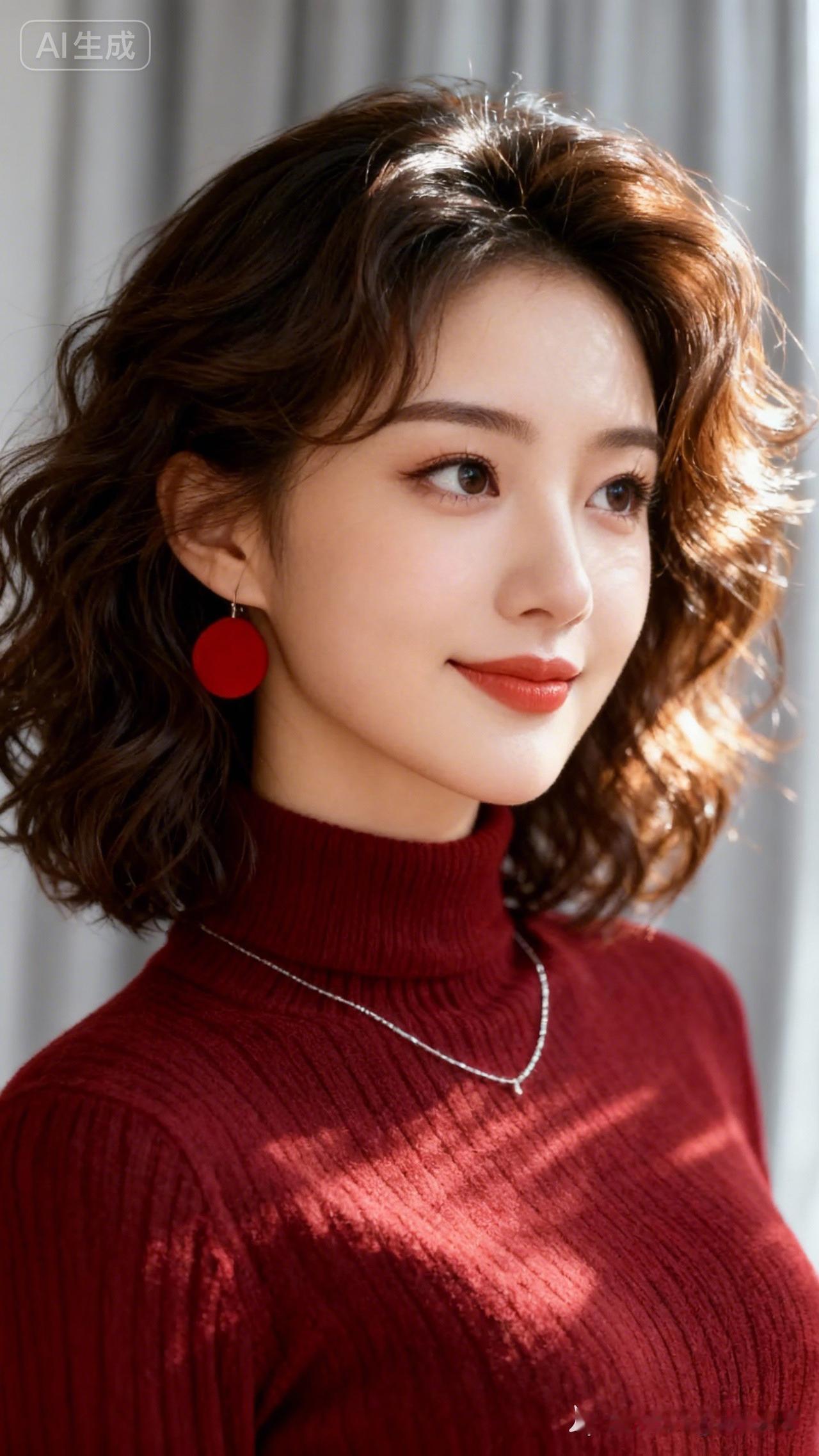 温柔红唇，优雅红衣，尽显迷人魅力！