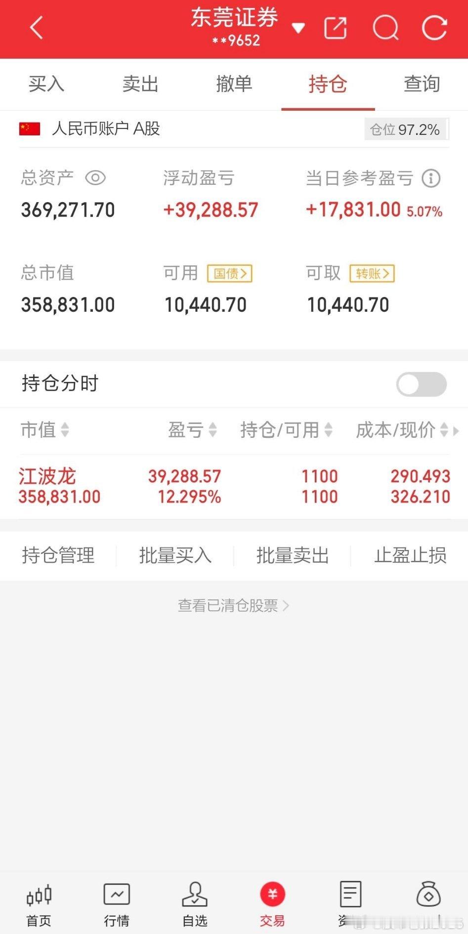 更新一下持仓，重点关注一下江波龙明天有没有带动性表现。 