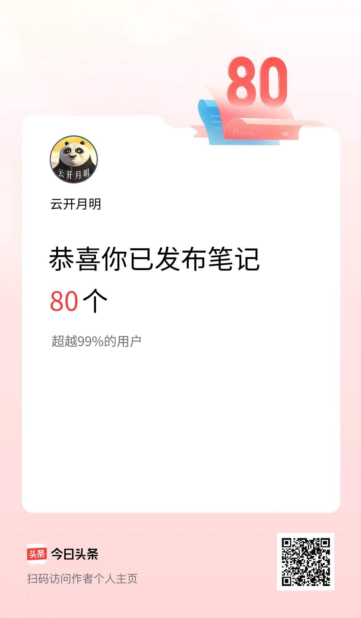 我在头条累计投稿笔记80个