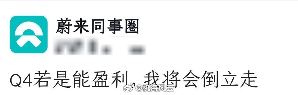 蔚来实现季度盈利哈哈哈，也不知道这位蔚来员工有没有离职，如果还在职，是不是真的要