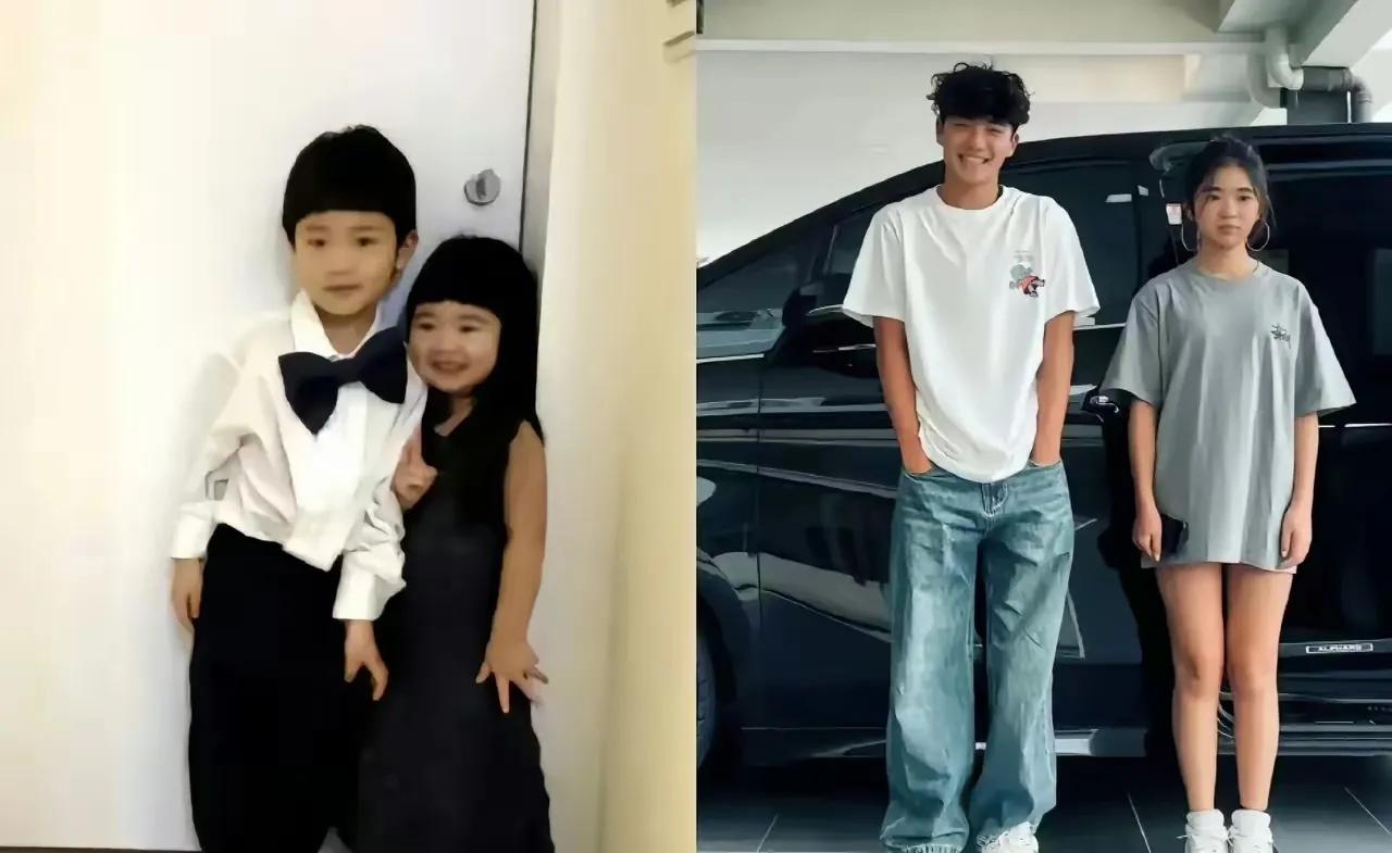 小时候的颜值有多拉胯，长大之后就有多惊艳！曹格带着一双儿女第一次露面的时候，很多