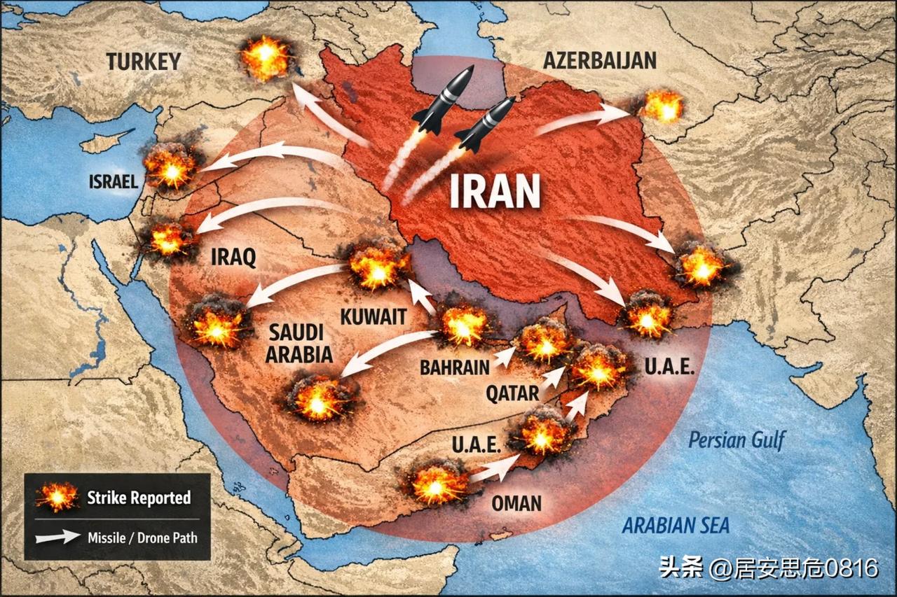 注意：伊朗不仅攻击美国在阿联酋、科威特、沙特阿拉伯、卡塔尔、塞浦路斯、阿曼、巴林