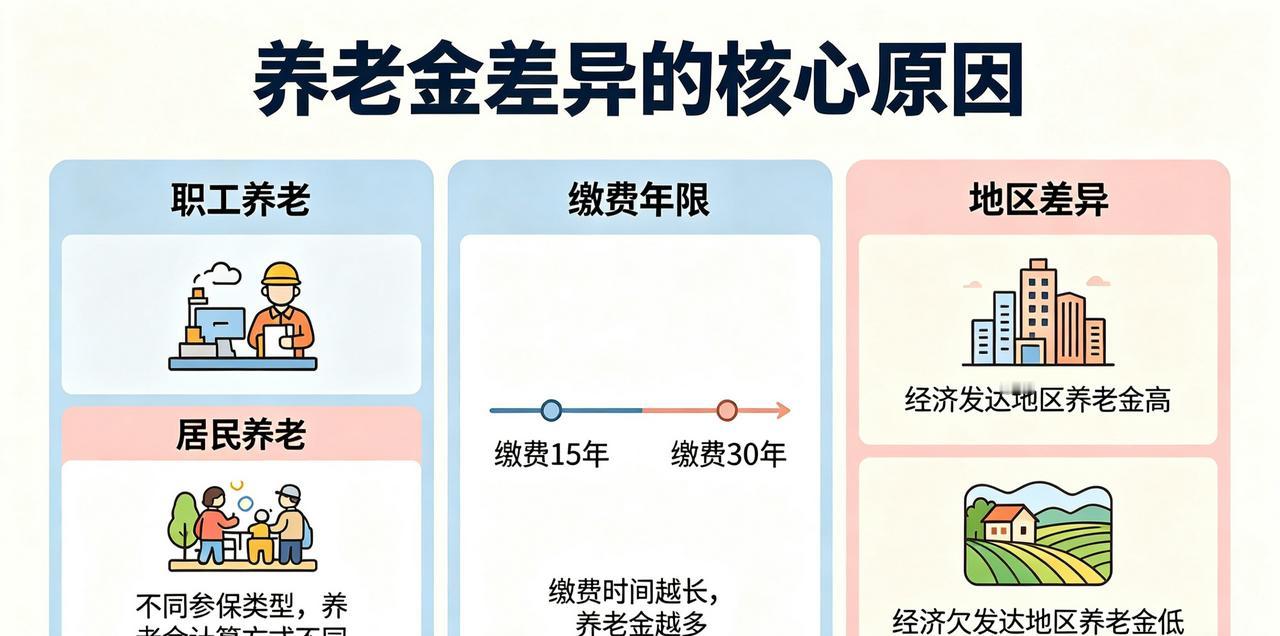 核心原因离不开这几点，而且都是实打实的现实因素。首先是参保类型不同，我国城镇职工