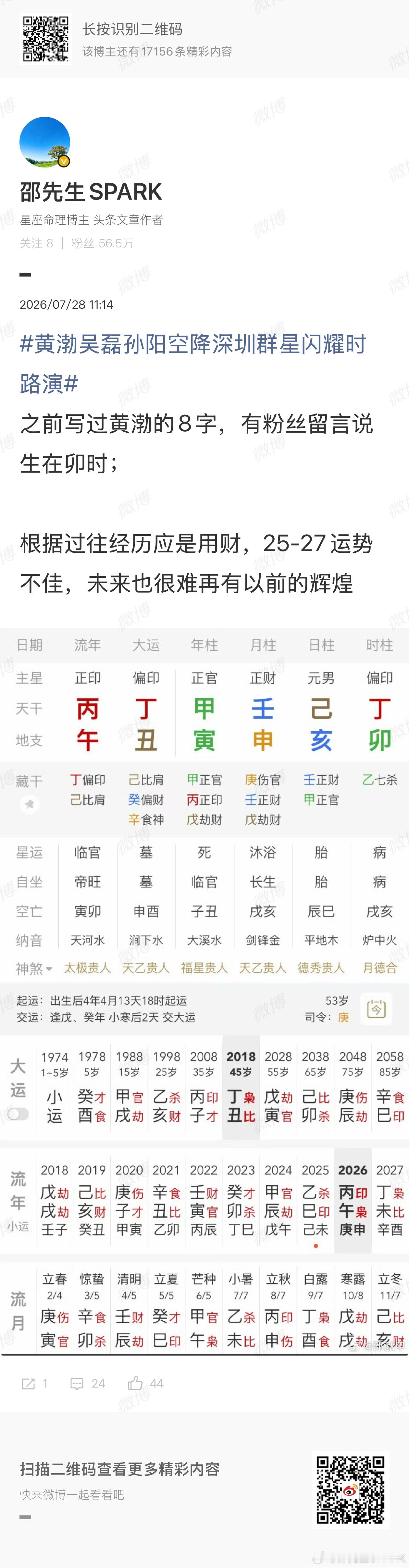 黄渤骑车摔成骨折之前断过黄渤这三年运势不佳，平时还是要多谨慎点，希望他早日康复[