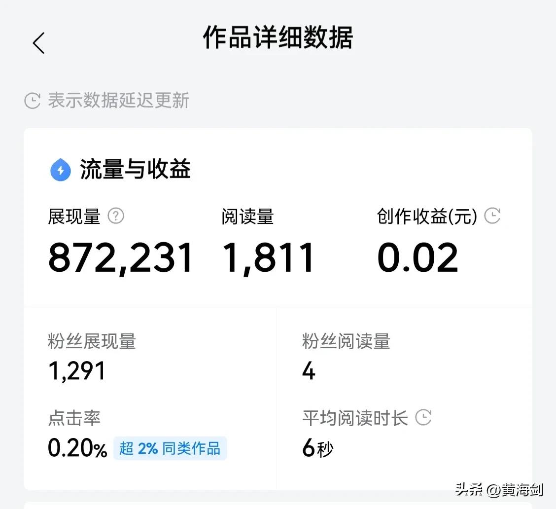 87万展现量只有1800阅读量，这比率也是没谁了。作品真不行吧，它还连续十几天推