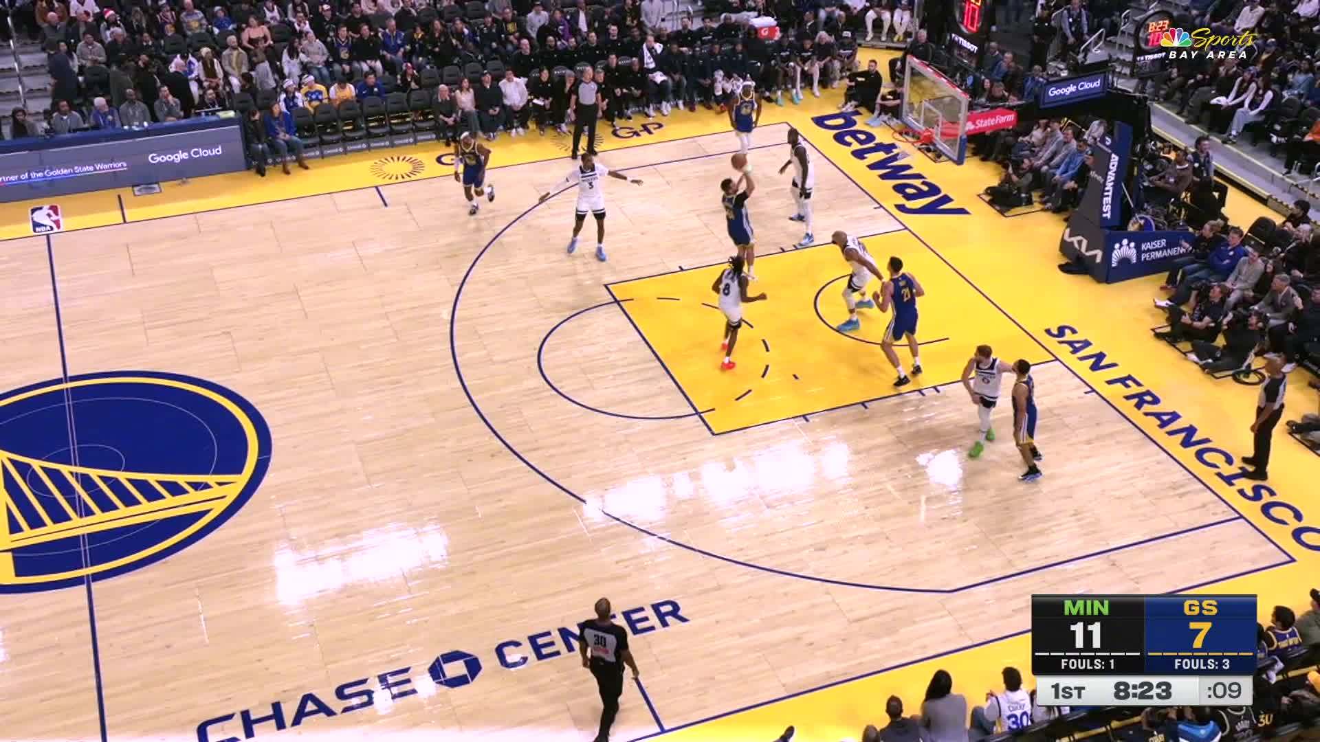 斯宾塞抛投+库里三分！森林狼vs勇士