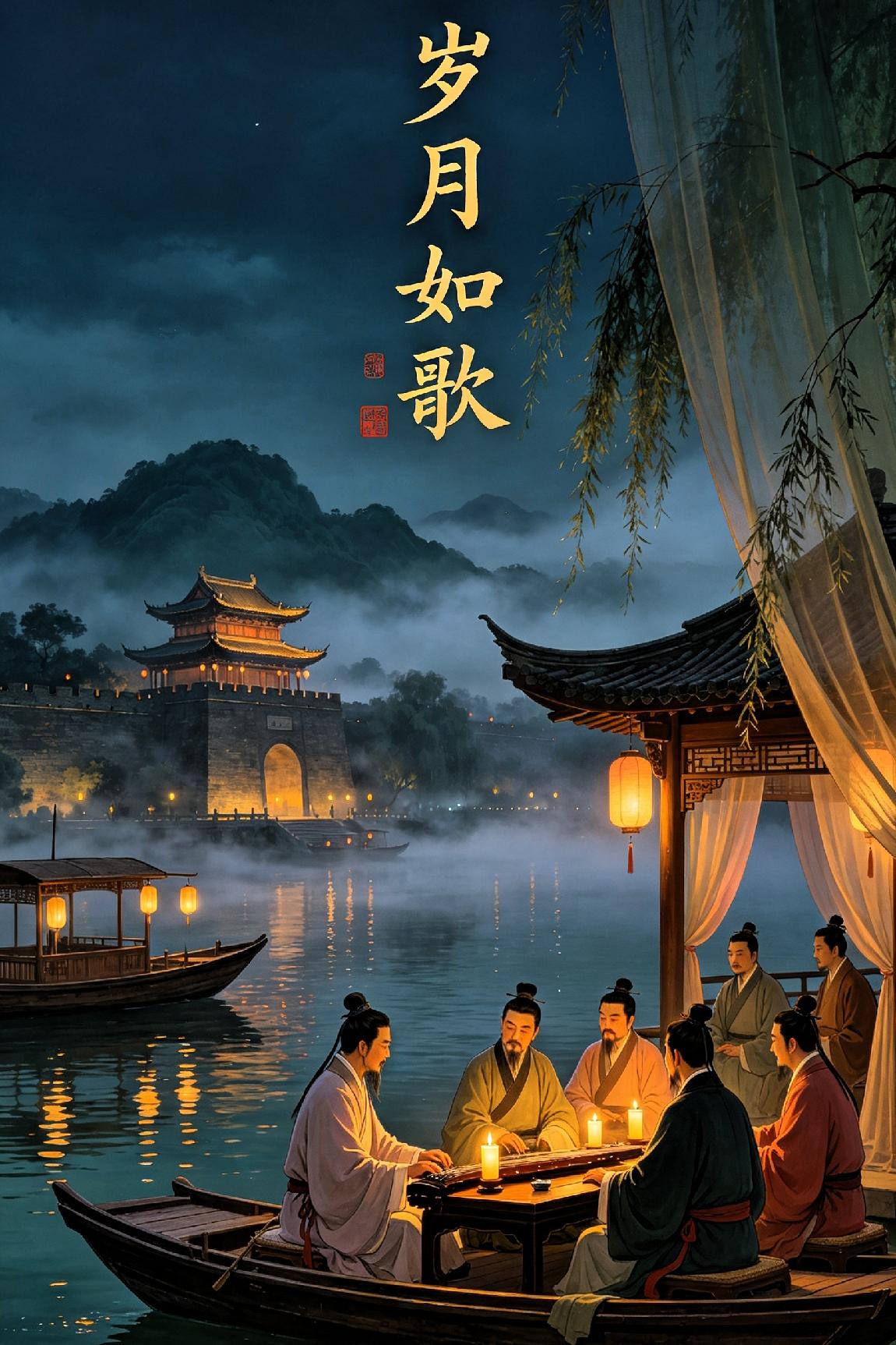 岁月如歌
 
(七律)

 
世事浮沉逐逝波，半生风雨自消磨。

闲观云影随天远