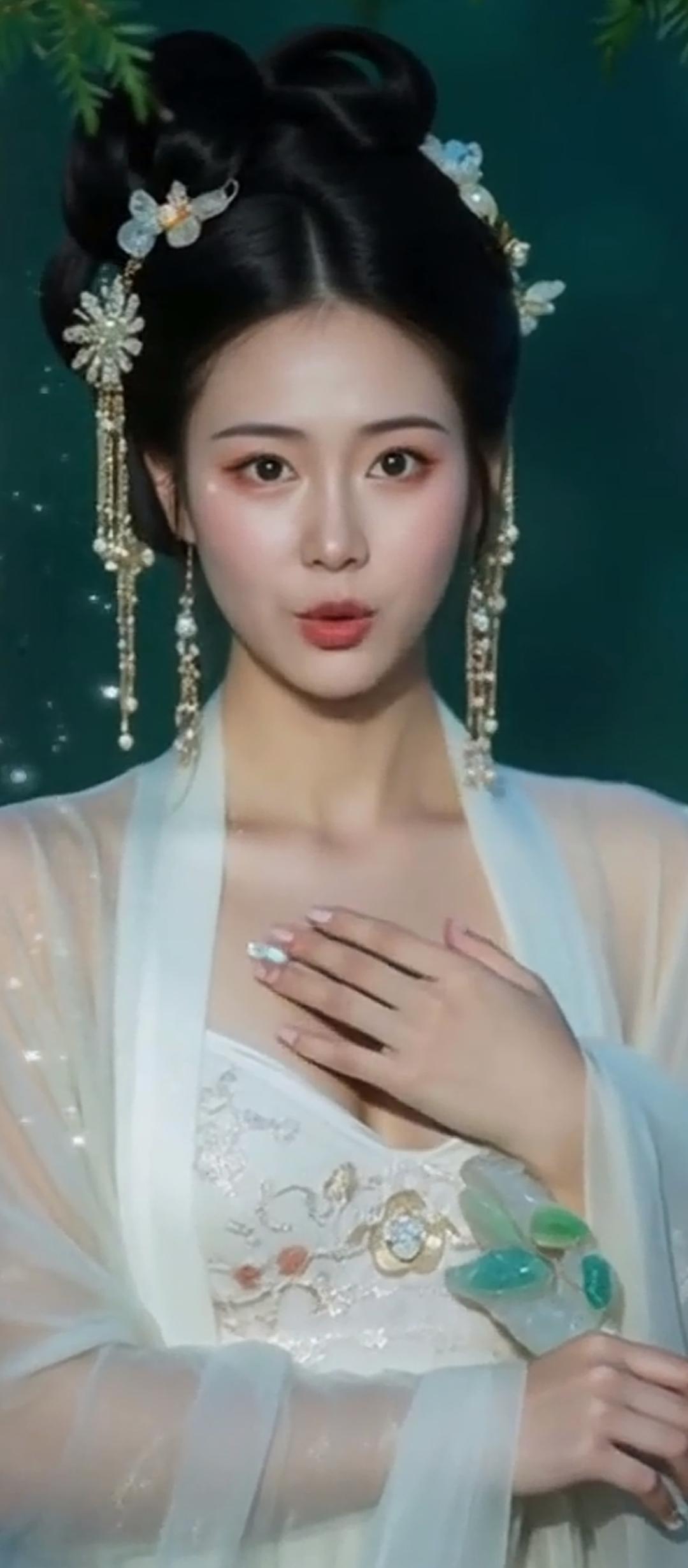 古典美人，花钿玉簪，古风韵味十足！