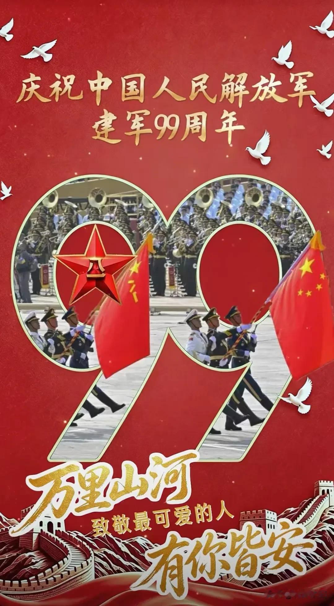《七律·观世砺军》

今逢军节自非凡，
四海风云涌巨澜。
中东烽燧常年扰，
俄乌