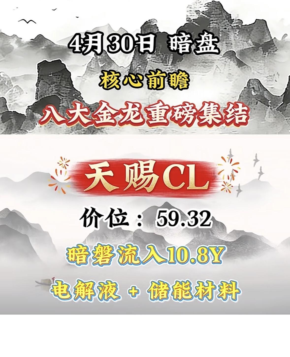 4月30日周四暗盘隔夜挂单排行榜揭晓

4月30日暗盘有大看点，核心前瞻八大金龙